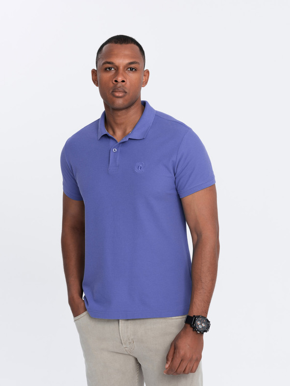 Ombre Clothing Fialové pánské basic polo tričko Ombre Clothing