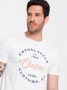 Ombre Clothing Bílé pánské tričko s potiskem Ombre Clothing