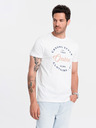 Ombre Clothing Bílé pánské tričko s potiskem Ombre Clothing