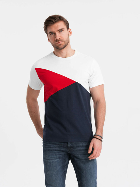 Ombre Clothing Červeno-bílé pánské bavlněné tričko Ombre Clothing