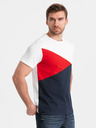 Ombre Clothing Červeno-bílé pánské bavlněné tričko Ombre Clothing