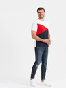 Ombre Clothing Červeno-bílé pánské bavlněné tričko Ombre Clothing