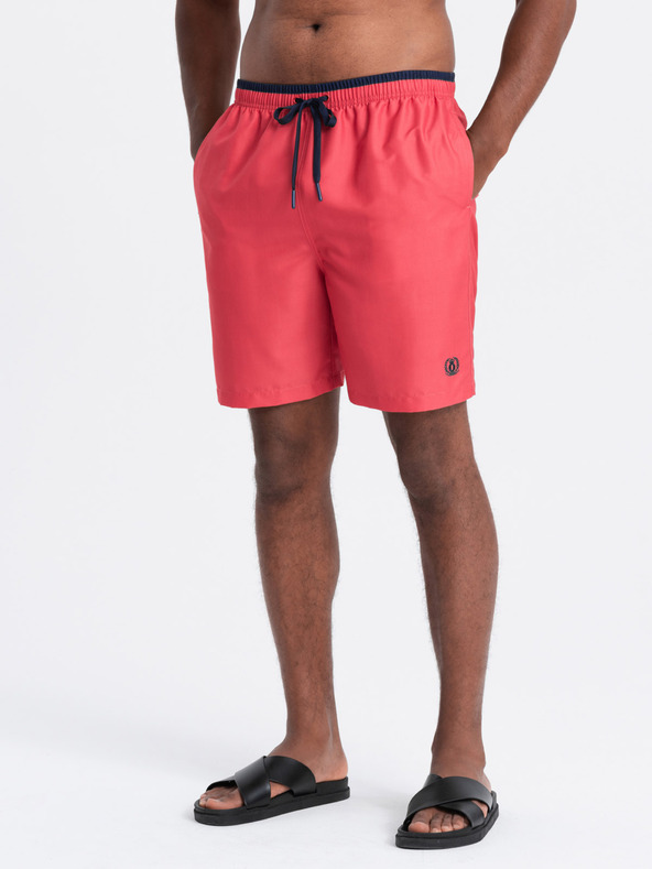 Ombre Clothing Korálové pánské žebrované plavky Ombre Clothing