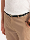 Ombre Clothing Béžové pánské chino kalhoty s ozdobným páskem Ombre Clothing
