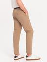 Ombre Clothing Béžové pánské chino kalhoty s ozdobným páskem Ombre Clothing