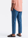 Ombre Clothing Modré pánské chino kalhoty s příměsí lnu Ombre Clothing