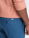 Ombre Clothing Modré pánské chino kalhoty s příměsí lnu Ombre Clothing