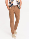 Ombre Clothing Hnědé pánské chino kalhoty s ozdobným páskem Ombre Clothing