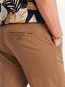 Ombre Clothing Hnědé pánské chino kalhoty s ozdobným páskem Ombre Clothing