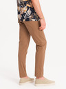Ombre Clothing Hnědé pánské chino kalhoty s ozdobným páskem Ombre Clothing