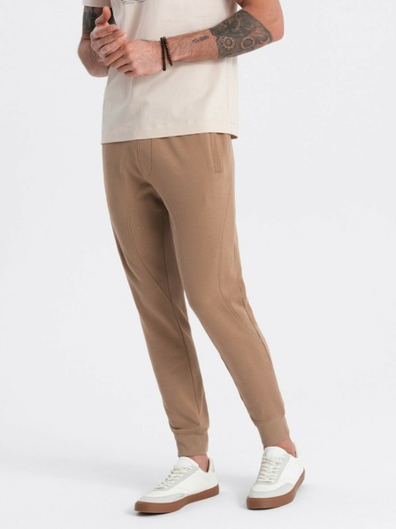 Ombre Clothing Hnědé pánské tepláky jogger Ombre Clothing