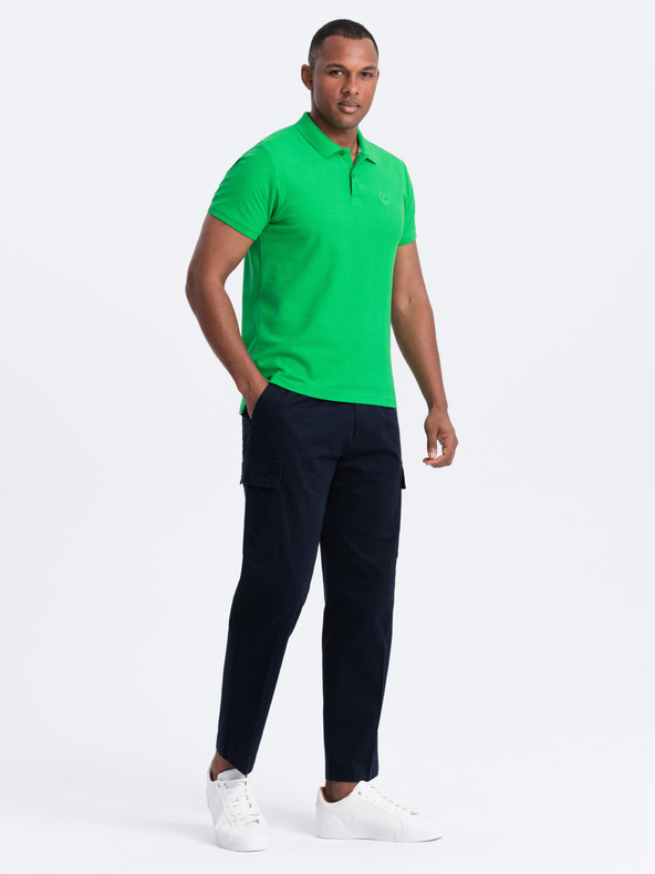 Ombre Clothing Zelené pánské basic polo tričko Ombre Clothing