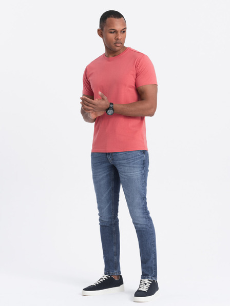 Ombre Clothing Korálové pánské basic tričko Ombre Clothing