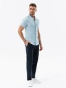 Ombre Clothing Modrá pánská pletená košile s krátkým rukávem Ombre Clothing