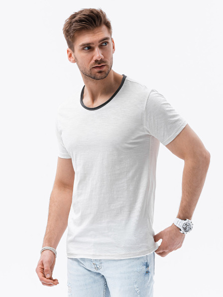 Ombre Clothing Krémové pánské tričko Ombre Clothing