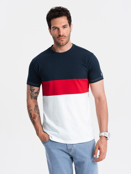 Ombre Clothing Bílo-modré pánské tričko Ombre Clothing