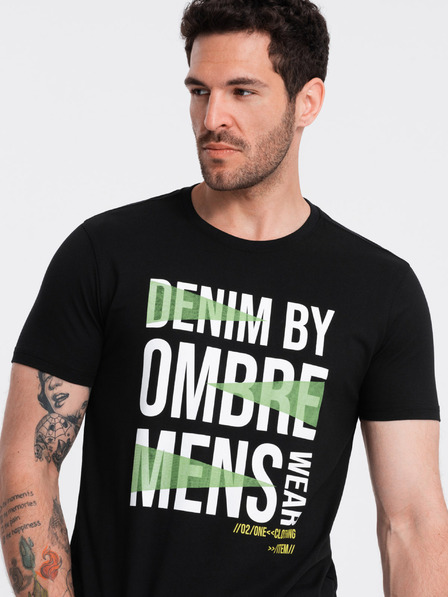 Ombre Clothing Černé pánské bavlněné tričko Ombre Clothing