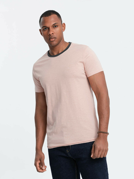 Ombre Clothing Růžové pánské tričko Ombre Clothing