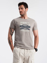 Ombre Clothing Šedé pánské tričko s potiskem San Francisco Ombre Clothing