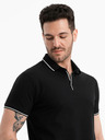 Ombre Clothing Černé pánské polo tričko bez knoflíků Ombre Clothing