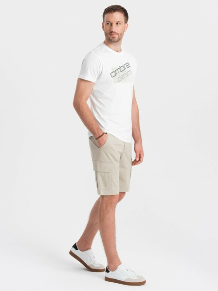 Ombre Clothing Béžové pánské cargo kraťasy Ombre Clothing