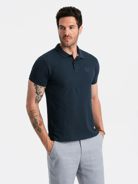 Ombre Clothing Tmavě modré pánské basic polo tričko Ombre Clothing