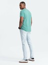 Ombre Clothing Tyrkysové pánské bavlněné basic tričko s výstřihem Ombre Clothing