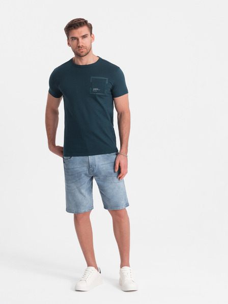 Ombre Clothing Světle modré pánské džínové kraťasy Ombre Clothing