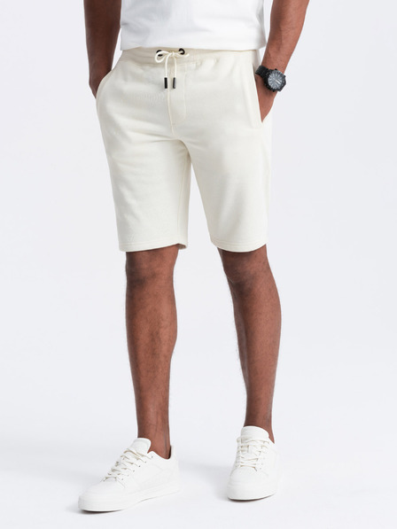 Ombre Clothing Krémové pánské basic teplákové kraťasy Ombre Clothing