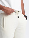 Ombre Clothing Krémové pánské basic teplákové kraťasy Ombre Clothing