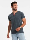 Ombre Clothing Modré pánské tričko s kulatým výstřihem Ombre Clothing