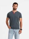 Ombre Clothing Modré pánské tričko s kulatým výstřihem Ombre Clothing