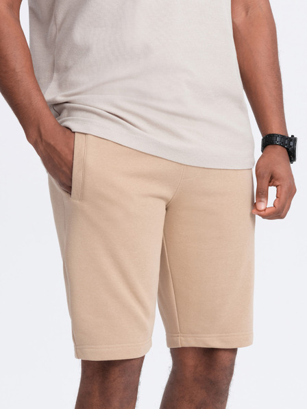 Ombre Clothing Béžové pánské teplákové basic kraťasy Ombre Clothing