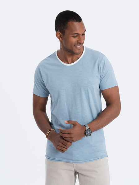 Ombre Clothing Modré pánské tričko Ombre Clothing