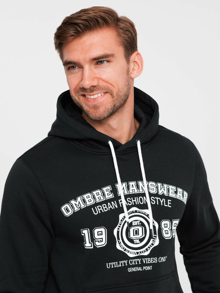 Ombre Clothing Pánská mikina s klokankou a potiskem Ombre Clothing
