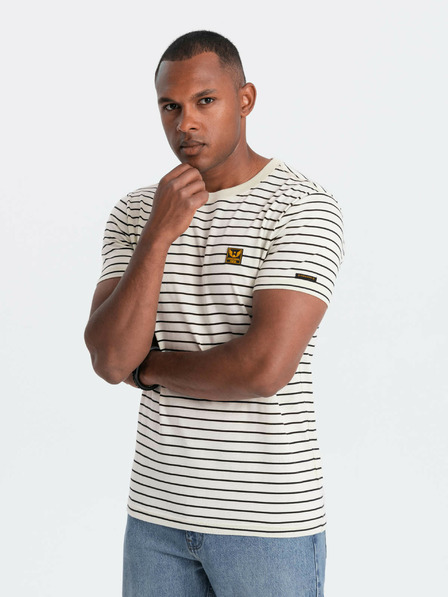 Ombre Clothing Pánské pruhované tričko s nášivkou Ombre Clothing