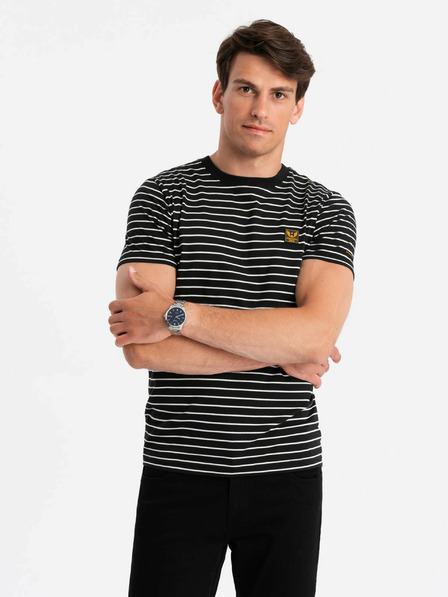 Ombre Clothing Pánské pruhované tričko s nášivkou Ombre Clothing