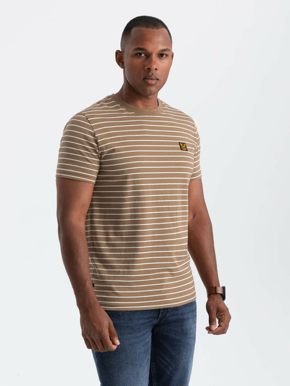 Ombre Clothing Pánské pruhované tričko s nášivkou Ombre Clothing