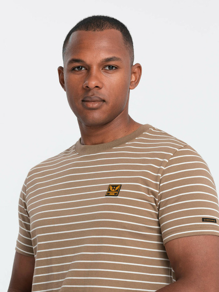 Ombre Clothing Pánské pruhované tričko s nášivkou Ombre Clothing