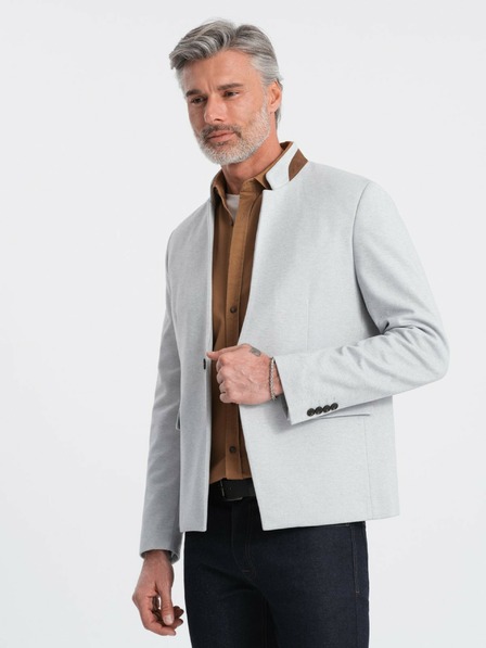 Ombre Clothing Pánské žíhané sako se stojáčkem Ombre Clothing
