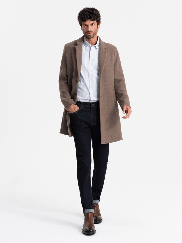 Ombre Clothing Elegantní pánský jednořadový kabát z vlněné směsi Ombre Clothing V1 OM-COWC-0114