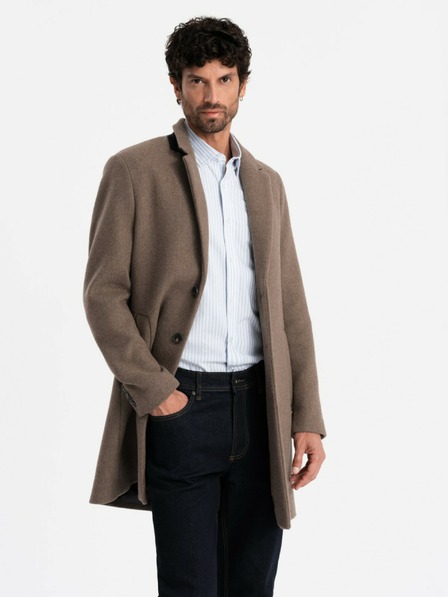 Ombre Clothing Elegantní pánský jednořadový kabát z vlněné směsi Ombre Clothing V1 OM-COWC-0114