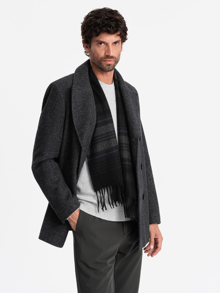 Ombre Clothing Pánský krátký dvouřadý kabát s vlnou Ombre Clothing V1 OM-COWC-0115