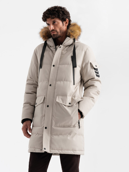 Ombre Clothing Pánská dlouhá bunda parka s kapucí Ombre Clothing