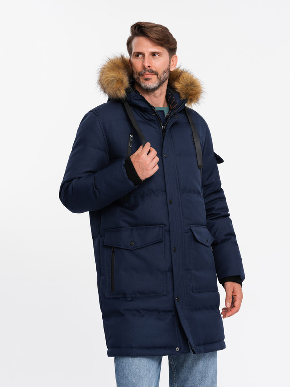 Ombre Clothing Pánská dlouhá bunda parka s kapucí Ombre Clothing