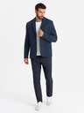 Ombre Clothing Pánská bunda s kapucí a vysokým límcem tmavě modrá Ombre Clothing