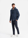 Ombre Clothing Pánská bunda s kapucí a vysokým límcem tmavě modrá Ombre Clothing