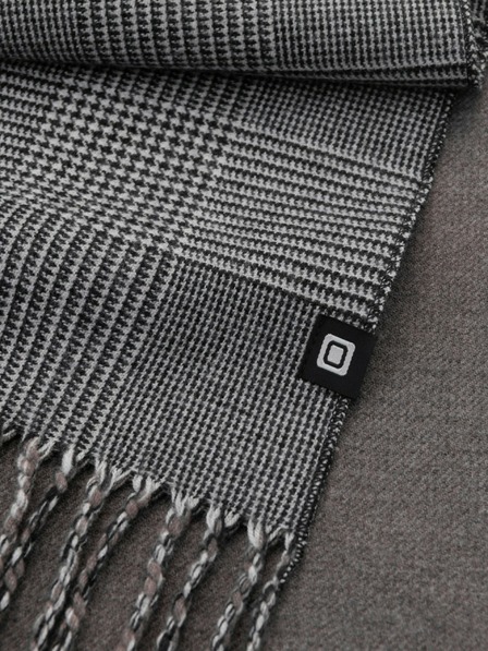 Ombre Clothing Pánská oboustranná kostkovaná šála se střapci černobílá Ombre Clothing