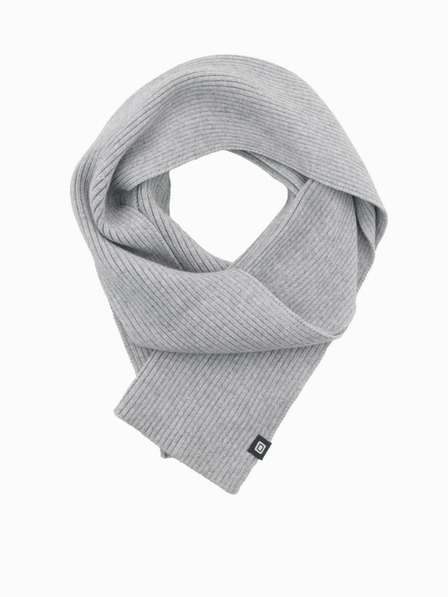 Ombre Clothing Pánská jednobarevná pletená šála s žebrováním šedá Ombre Clothing