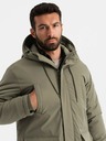 Ombre Clothing Pánská klasická dlouhá bunda parka olivová Ombre Clothing